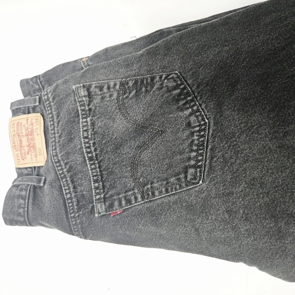 Levis 550 Jeans Men's Size 38x34 Black Denim Relaxed Fit USA Vintage 90s